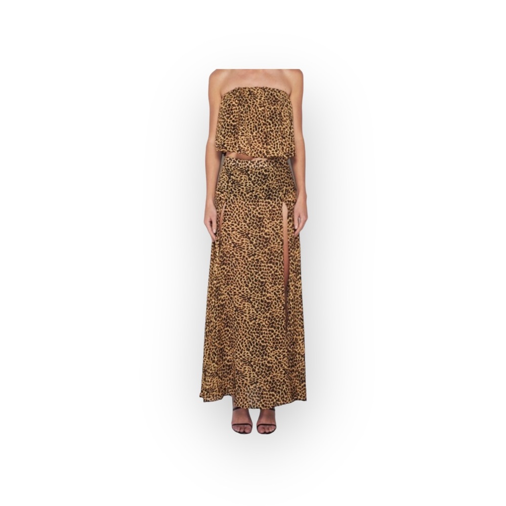 new MLM ❁ Sexy High Thigh Leg Slit ❁ Semi Sheer Maxi Skirt ❁ Leopard Print ❁ XS - Picture 5 of 16